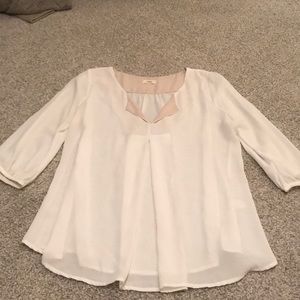 3/4 sleeve white sheer blouse